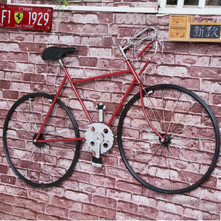 复古工业风创意铁艺自行车网咖酒吧餐厅墙面壁挂壁饰装 饰工艺品