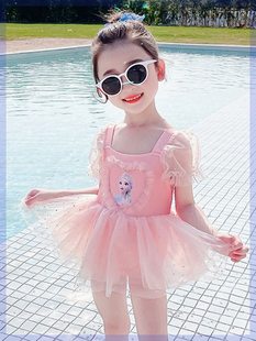 女童公主速干短袖 2023新款 网红儿童夏装 潮 游泳衣宝宝爱莎裙式
