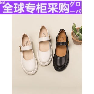 日本新款 女赫本单鞋 复古平底真皮日系白色小皮鞋 女鞋