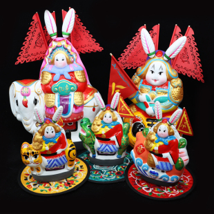 龙年新年春节礼物送朋友老北京兔爷龙生肖摆件手工泥塑庙会兔儿爷