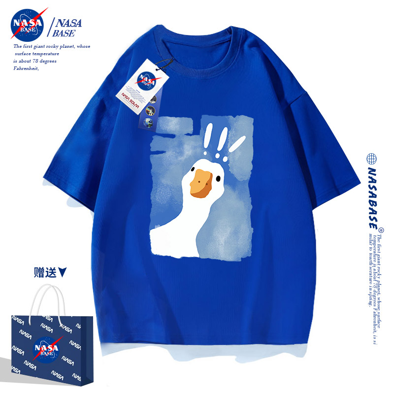 NASA联名克莱因蓝短袖 潮流宽松潮牌半袖 夏季 体恤 t恤男女2024新款