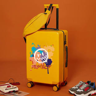 可以坐 箱子行李箱男潮流时尚 涂鸦中学生拉杆箱少女高级感 个性