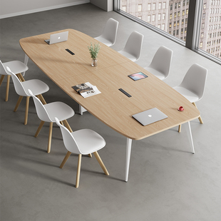 会议室桌子 椭圆会议桌长条桌办公桌椅组合简约现代洽谈大小型时尚