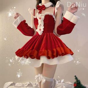 战袍小衣服套装 红裙子 裙女装 连衣裙女春装 性感制服圣诞节主题服装
