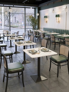奶茶火锅烧烤店沙发咖啡厅岩板桌椅组合茶餐厅港式 茶楼藤椅子卡座