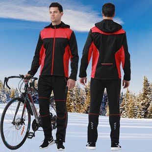 新秋冬季 抓绒长袖 骑行服套装 保暖山地车户外加绒运动自行车 男女款