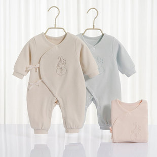 和尚服 3个1月新生儿衣服春秋季 初生婴儿连体衣纯棉绑带双层哈衣0