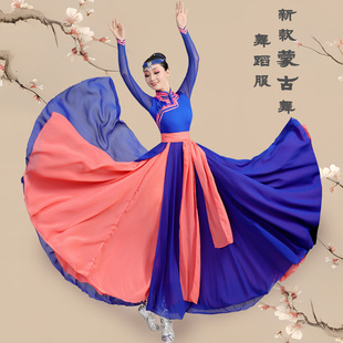 2024新款 藏族蒙古舞蹈演出服装 连衣裙大摆裙艺考练习裙 女成人夏季