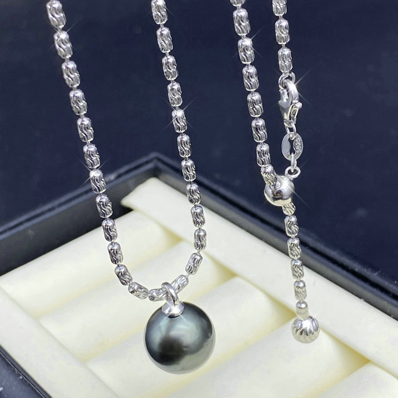 s925纯银项链万能链可调节可抽拉y链圆桶钻石链珍珠吊坠空托配件