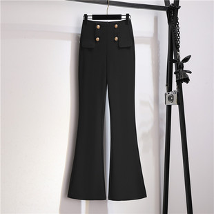 子设计感显瘦高腰修身 垂感黑色微喇叭裤 西装 女2024春夏新款 长裤 裤