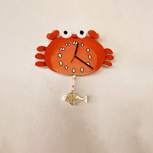 多巴胺时钟创意表独家 可爱卡通小螃蟹挂钟表摇摆挂表创意静音日式