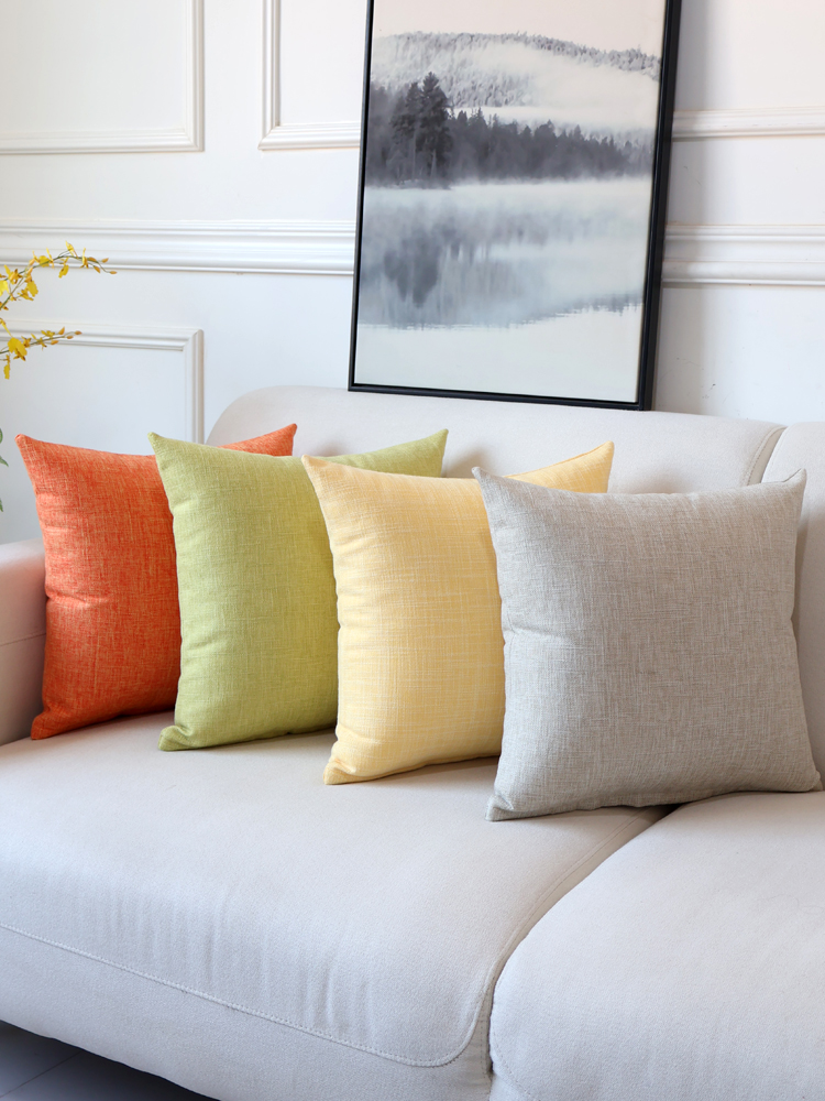 纯色亚麻沙发抱枕靠垫套正方形客厅靠枕床头大号靠背套不含芯定制