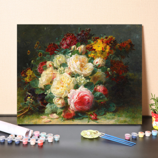 饰客厅打发时间休闲减压 数字油画手绘DIY世界名画静物植物花卉装