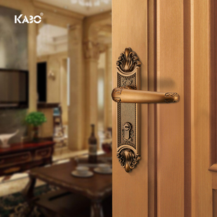 实木门锁具 家用门锁把手静音现代美式 德国KABO房门锁室内卧室欧式