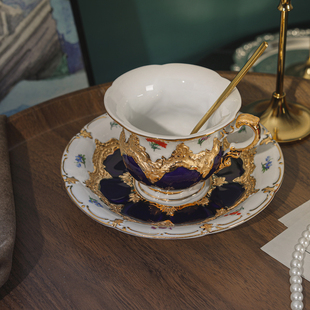 爱莉卡贝叶 宫廷风奢华铂金玫瑰手绘欧式 咖啡杯礼盒 梅森同款