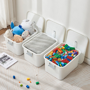 塑料手提收纳箱带盖多功能书本玩具收纳盒零食衣物叠加储物整理箱