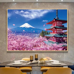 餐厅DIY方钻满钻钻石画日本富士山风景手工贴钻十字绣砖石画带钻