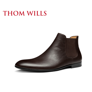 高档ThomWills切尔西靴男真皮商务男靴冬季 英伦男鞋 马丁 高帮皮鞋