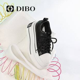 DIBO碲铂商场同款 增高显瘦百搭真皮舒适厚底鞋 新款 女 2023年秋季
