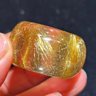 魅晶天然巴西原矿水晶晶体通透金发晶顺发晶扳指戒指