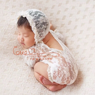 新生儿摄影服装 影楼婴儿长袖 道具 蕾丝衣拍摄宝宝拍照儿童拍摄服装
