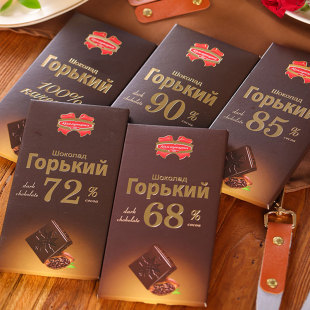 排块健身代餐巧克力 俄罗斯黑巧克力纯可可脂进口康美纳卡精致盒装