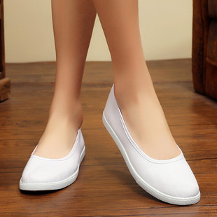 护士鞋 小白鞋 白色舒适工作布鞋 女软底透气不累脚防臭防滑平底单鞋