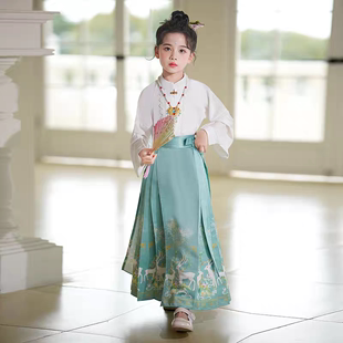 儿童马面裙套装 中式 汉服中国风改良日常穿唐装 超仙 单件女童古装