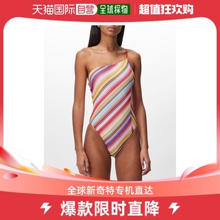 香港直邮潮奢 MISSONI 女士单肩条纹针织泳衣 米索尼