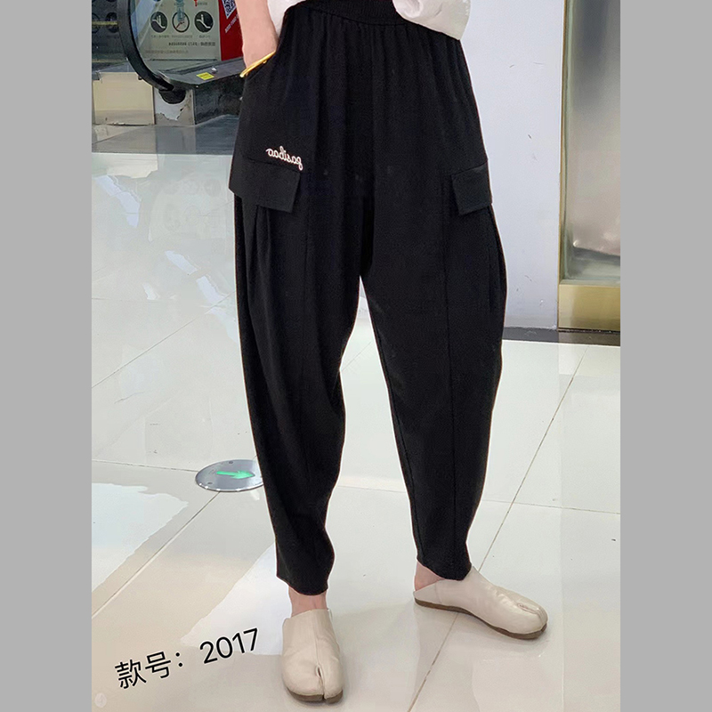 休闲裤 帕斯宝A022017夏季 女装 休闲阔腿裤 宽松显瘦 专柜正品 黑大码