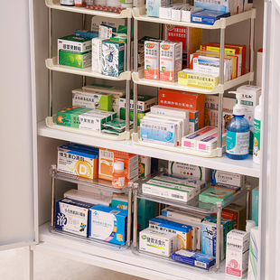 药品收纳柜分层架多层药物收纳盒家用药箱分类置物架医药箱家庭装