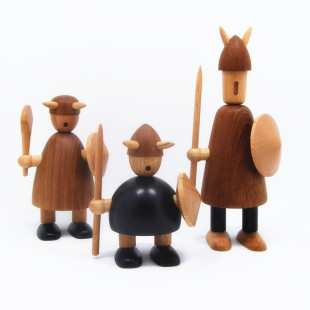 丹麦木质维京人摆件实木木偶北欧家居摆件维京海盗礼品创意礼物