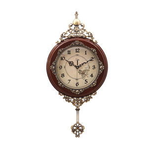 康巴丝 Compas 挂钟客厅壁挂钟实木石英钟复 钟表挂钟石英钟欧式