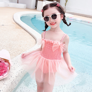女童泳衣2023新款 儿童夏季 洋气游泳专用宝宝可爱公主吊带连体裙式