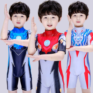 儿童男童连体男孩速干防晒小孩蜘蛛侠游泳衣 Ultraman奥特曼泳衣裤