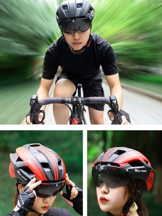 定制西骑者自行车骑行头盔公路车山地车一体成型带磁吸风镜骑行安