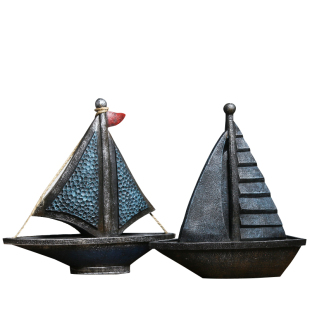 饰摆件设 工艺品办公桌卧室酒柜装 创意北欧帆船模型道具地中海风格