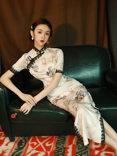 连衣裙夏季 中国风女装 老上海旗袍2024年新款 年轻款 民国复古改良版