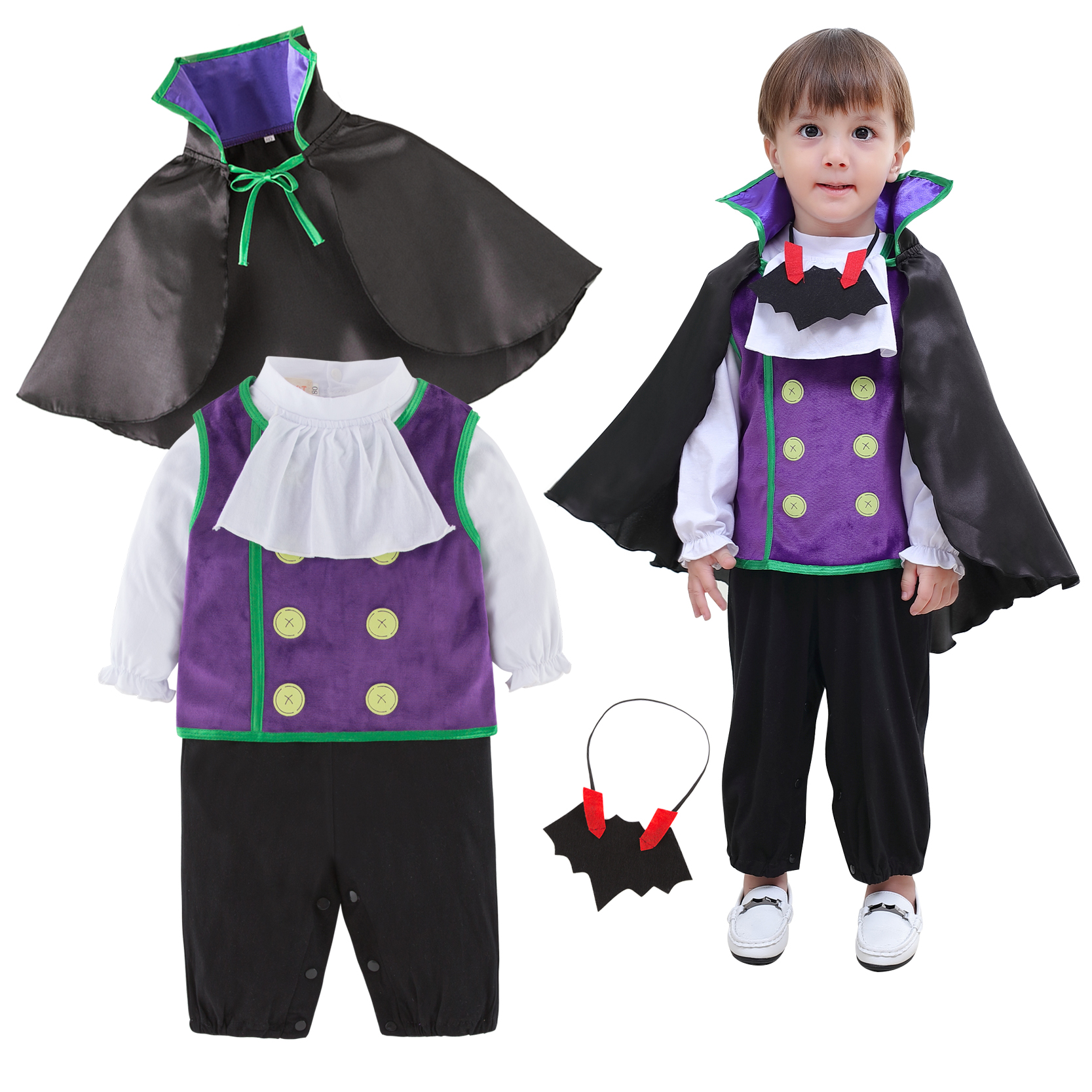 儿童表演服套装 童装 吸血鬼套装 四件套 男童长袖
