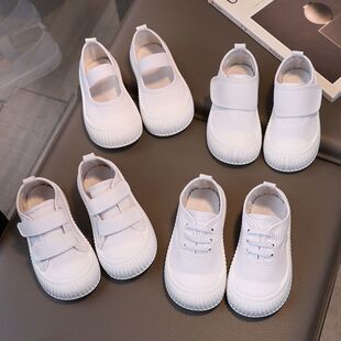 女童鞋 2024夏季 子男童小白鞋 新款 宝宝幼儿园女孩白色鞋 儿童帆布鞋