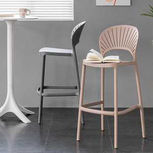 关于白北欧贝壳吧台椅子家用设计师简约高脚凳靠背塑料创意高凳子