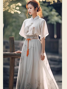 改良汉服半身裙两件套 夏季 薄款 日常成人马面裙套装 国风女装 新中式