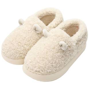 棉拖鞋 保暖室内厚底可爱毛毛加绒月子棉鞋 秋冬季 女包跟2023年新款