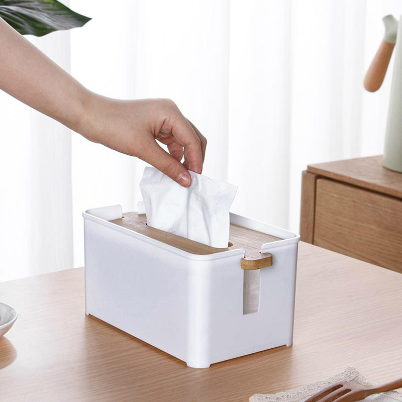 桌面方形木制纸巾盒家用客厅抽纸盒简约纸巾收纳盒可升降餐巾纸盒