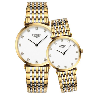 防水时尚 男女士简约钢带情侣手表超薄石英表手表品牌瑞士新款