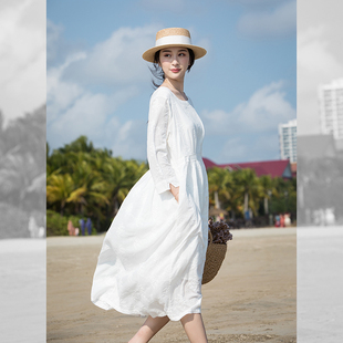小清晰裙子仙女超仙森系小个子长裙夏季 减龄连衣裙女白色纯棉长款