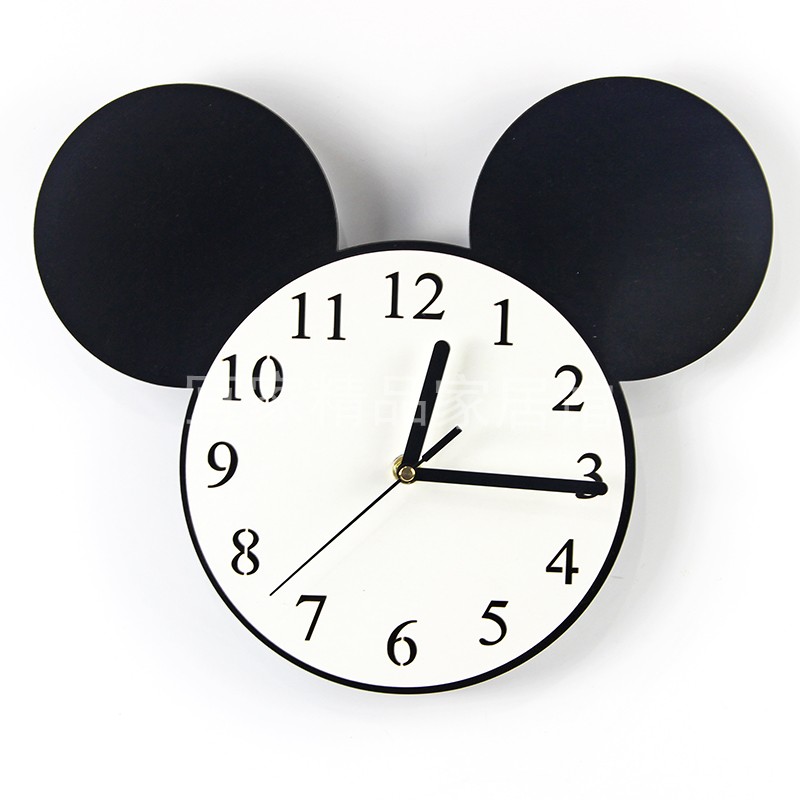 迪士尼可爱创意儿童房卧室简约静音 新品 米奇卡通挂钟表客厅钟欧式