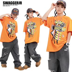 SWAG儿童街舞潮服套装 男童酷帅hiphop童装 夏 嘻哈少儿街舞演出服装