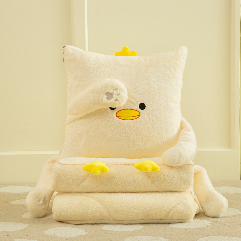 小黄鸡加厚两用抱枕被靠垫枕头被午休午睡学生宿舍汽车沙发保暖