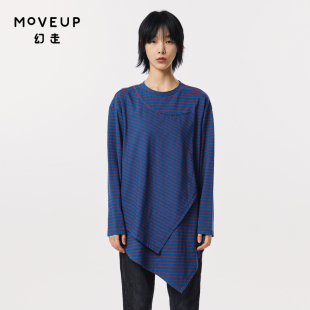 T恤 MOVEUP幻走2023秋季 新款 纯棉设计师不规则中长款 商场同款